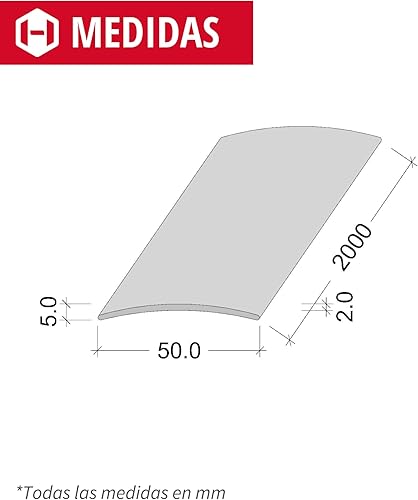 Gedotec Übergangsprofil Laminat - Vinyl Übergangs-Schiene gelocht Bodenprofil gewölbt | Türschwelle zum Schrauben | Alu Messing eloxiert | Profil 50 x 2000 mm | 1 Stück Teppichschiene - Cheap-Us