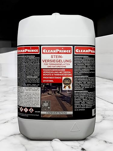 CleanPrince 2x5= 10 Liter Steinversiegelung für Terrassenplatten und Natursteine | mit Farbvertiefer | Steinsiegel Marmor Granit Natursteine Beton farbvertiefend - Cheap-Us
