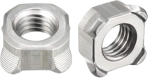 sourcing map Packung mit 20 Schweißmuttern M10 Quadrat UNC grob Kohlenstoffstahl Akkuschrauber Silber - Cheap-Us