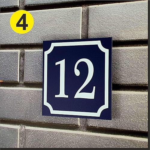 RETRO Hausnummernschild von EDS-Werbemedien - Hochwertiges Hausnummer Schild in BLAU - Individuell personalisierbares Haus Nummernschild aus UV- und witterungsbeständigem Material - Cheap-Us