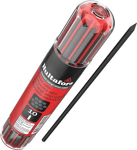 Hultafors Tieflochmarker Ersatzminenset Grau 10 Stück I I Im praktischem Spender mit Cliphalterung I 2,8mm Universalminen für Zimmmermannsbleistift I Für diverse Oberflächen I 650110 - Cheap-Us