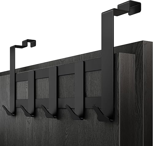 Menz Premium Türgarderobe - Edelstahl Türhakenleiste Innenseite, belastbare Türhaken zum Einhängen Tür-Rückseite - Hochwertige Türgarderobe mit 5 Haken zum Einhängen - Cheap-Us