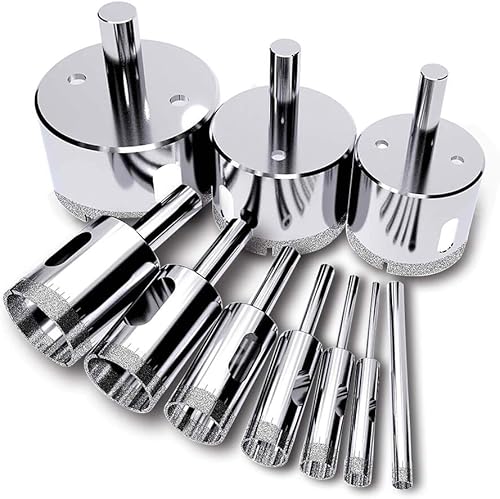 Glasbohrer Lochsäge, (10 Stücke Diamant Lochsäge), Diamant Lochsäge, Diamantbohrer Remover Werkzeuge Hohlbohrkrone für Glas, Porzellan, Keramik, Granit Stein Bohrer 6-50mm Fliesenbohrer by AniSqui - Cheap-Us