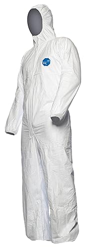 DuPont D14663953 Tyvek 500 Xpert Chemische Schutzkleidung mit Kapuze, Kategorie III, Typ 5-B und 6-B, Weiß, Größe S - Cheap-Us