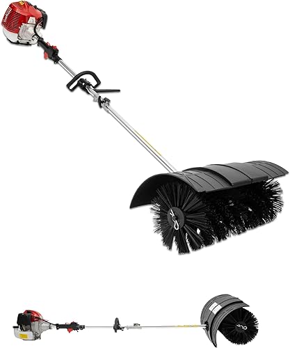 DIFU Motorbesen Benzin 52ccm mit Schutzbrille, Upgrade Schneefräse Benzin Kehrmaschine Kit, 2,3 PS Handkehrmaschine Schneeschieber, Luftgekühlt 2-Takt Benzin Kehrbesen für Draußen - Cheap-Us