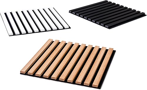 Wohnartig | Wandverkleidung | Lamellenverkleidung | Akustikpaneel | Wandpaneele auf filz | Akustikfilz | Lamellenwand | Lamellen dekor | Schwarz | 270cm Hoch | 45cm Breit | - Cheap-Us