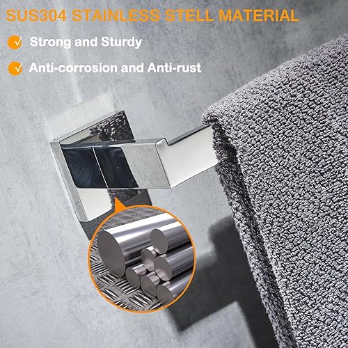 Beelee Handtuchhalter, poliertes Chrom Handtuchstange Handtuchring, Wandmontage, SUS 304Edelstahl, offener Arm, Einzelstange, BA19905C - Cheap-Us