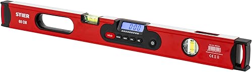 STIER Digitale Wasserwaage, SDW-600 LCD-Display, ±0,2°, 60 cm, vertikal & horizontal einsetzbar, HOLD-Funktion - Cheap-Us