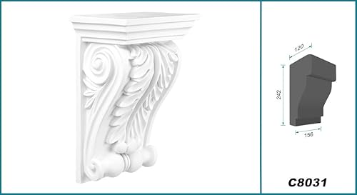Stuckkonsole | vorgrundiertes schlagfestes Polyurethan | Wandkonsole | Akanthus | Innendekor | PU | Hexim Perfect | 156 x 120 mm | C8031 - Cheap-Us
