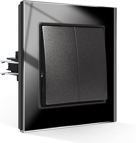 CNBINGO Lichtschalter 1 Fach 1 Weg Glas Lichtschalter Unterputz, Schraubenloser Wippschalter Taktiler Wandschalter Kristall-Wippschalter, weiß - Cheap-Us