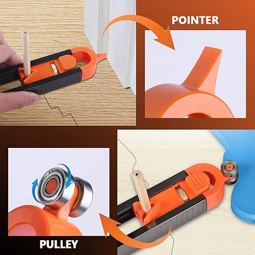 flintronic Konturenlehre, Konturenlehre mit Schloss, Verriegelungsmechanismus, Irregular Contours, Werkzeug zum Kopieren von unregelmäßigen Konturen zum professionellen Messen von Holz(3 Bleistift) - Cheap-Us