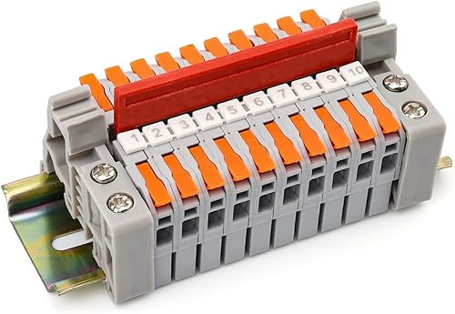 Reihenklemmen Hutschiene, DIYCUT 10 Stück Grau 0,5-2,5mm² Klemmleiste Hutschiene zum Schnellen Verdrahten, Durchgangsklemme für Präzise Leitende Elektrische Verbindungsklemmen - Cheap-Us