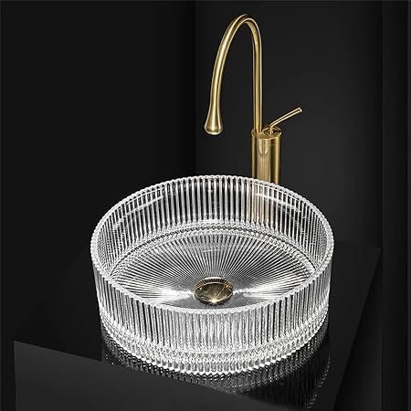 Rea Aufsatzwaschbecken Ingrid Transparent Waschtisch Handwaschbecken Waschschale Waschbecken für Badezimmer aus Glas 400 x 400 x 130 mm (transparent) - Cheap-Us