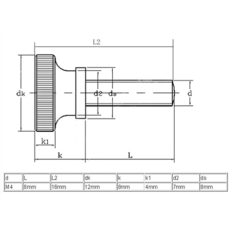 sourcing map 10 Stück M4x8mm Flacher gerändelter Kopf Vollgewinde Daumenschrauben Bolzen DE de - Cheap-Us