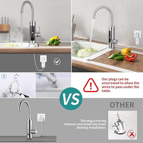 HOMELODY Elektrischer Wasserhahn mit Durchlauferhitzer 230V,Wasserhahn Küche Durchlauferhitzer Küche LED Elektrischer Küchenarmatur Edelstahl - Cheap-Us