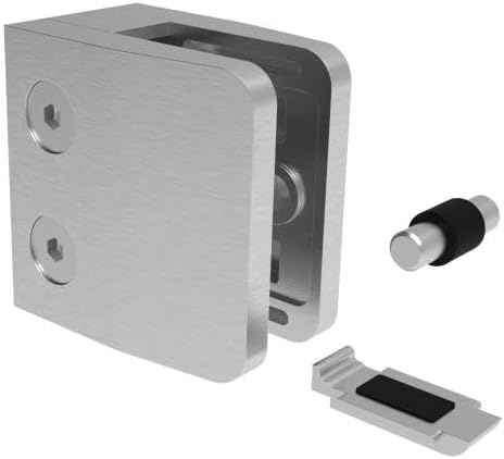 Sellon24® Glasklemme MOD26 52x52 mm Glashalter Glass Clamp Edelstahl flach Gummi 8,00-12,76mm (MOD 26 flach Gummi 12,76 mm) - Cheap-Us