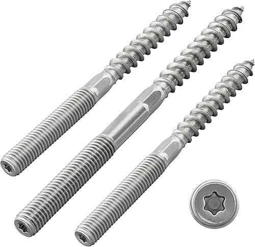 Stockschrauben mit Torx-Antrieb (TX) | Edelstahl A2 / V2A | Doppelgewindeschrauben | Schraubstifte | Holzschraube (M6 x 50 mm, 10 Stück) - Cheap-Us