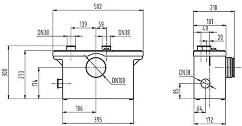 HEBEANLAGE P 600W KLEINHEBEANLAGE 55468 FÄKALIENPUMPE Schmutzwasserpumpe, Waschbecken, Abwasser Haushaltspumpe AWZ Sanitär, integriertes Rückschlagventil, Pumpe, Abwasserpumpe - Cheap-Us