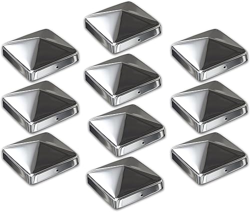 HAUSKU Pfostenkappen 9x9 cm 10 Stück, Zaunpfostenkappen für Holzpfosten, Abdeckkappen für Zaunpfosten verzinkt in Pyramidenform, Holzpfostenabdeckung, Pfostenabdeckungen 90 x 90 mm - Cheap-Us