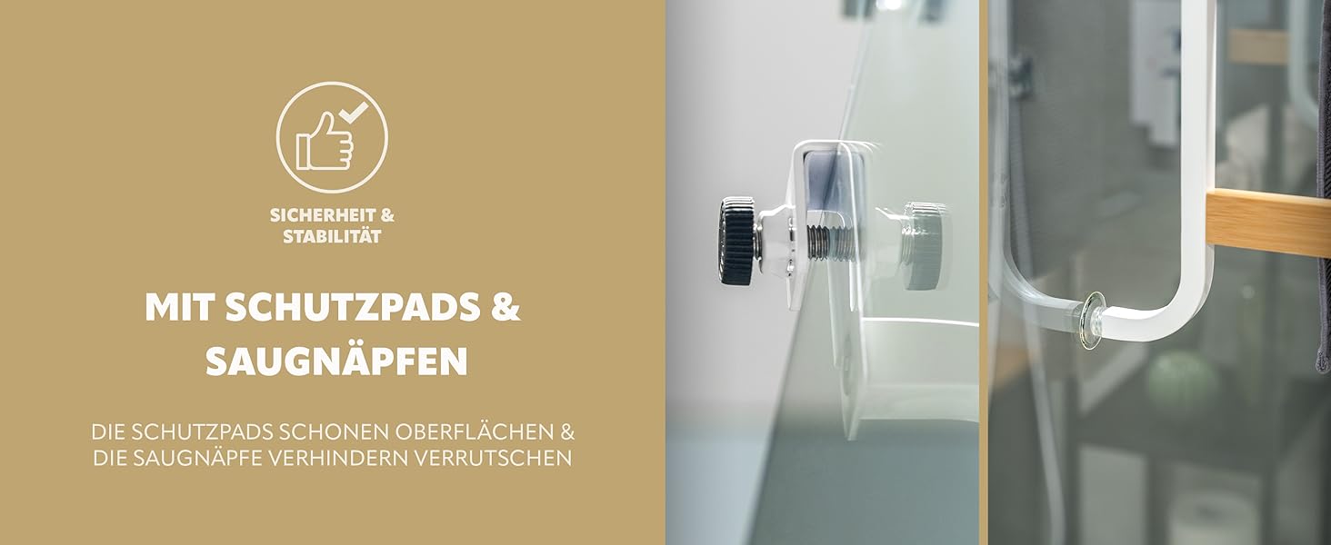 Mit Schutzpads und Saugnäpfen