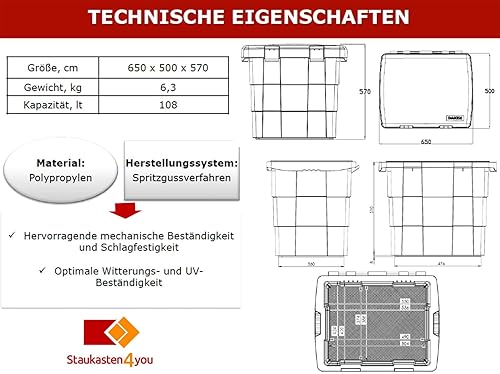 Streugutbehälter 108 ltr. ROT, Streugutbox, Streusalzbox, Sandbox, Lagerbehälter, Pick-up Box, Anhängerbox - Cheap-Us