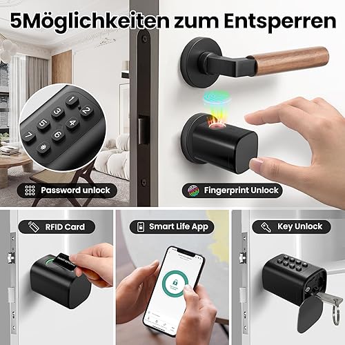 AVATTO Smart Türschloss mit Fingerabdruck und Passwort für 60-90mm Tür, Schließzilinder Länge ist einstellbar, mit Schlüssel, IC-Karte, Unterstützen Smart Life App Fernbedienung - Cheap-Us