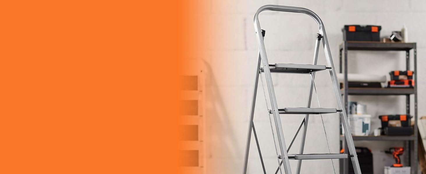 VonHaus Trittleiter 4 Stufen Klappbar