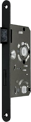 SN-TEC Standard Zimmertürschloss/Türschloss mit Buntbart, mit schwarzer Stulp, 55/72/8, Stulp: 20 x 235mm abgerundet schwarz DIN Rechts (BB BUNTBART DIN Rechts) - Cheap-Us