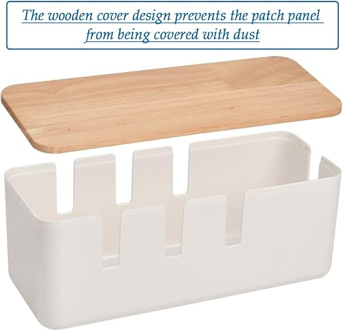 Kabelbox Weiß Kabelmanagement Box mit Holzdeckel 30.2 * 12.5 * 11.5cm Kabel-Organizer ABS Kabel Aufbewahrungsbox mit Gummifüßen und Klettverschluss Für Kabel/Steckdosenleisten Schutz und Sicherheit - Cheap-Us