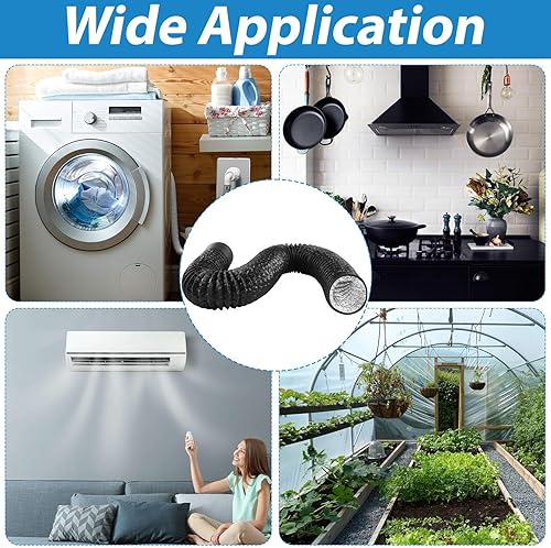 Abluftschlauch PVC Ø80mm 2,5m Lüftungsschlauch Flexibel mit Aluminiumband 50mm x5m und 2 Schlauchschelle Edelstahl Aluminium Abluftrohr für Klimaanlage Wäschetrockner Abzugshaube - Schwarz - Cheap-Us