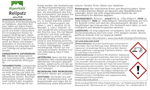 AlpenKalk® Rollputz extraFEIN | 0,3mm Körnung | Hohe Deckkraft & schnell verarbeitungsfertig | Roll- und Streichputz für innen | Ideal für Heimwerker | 14 kg für ca. 60 m² - Cheap-Us