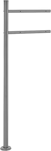 ML-Design Briefkastenständer aus Edelstahl, Silber metallic, Gesamthöhe 120 cm, Rund, Freistehend, Briefkastenpfosten zum Anschrauben, Briefkasten Standfuß Ständer, Halterung für Wandbriefkasten - Cheap-Us