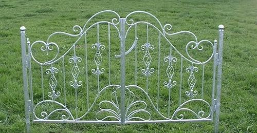 Antik Pforte Gartentür Gartentor Tor Vitoria-GT180R Schmiedeeisen Feuer Verzinkt Zauntür Zauntor Gartenpforte mit Pfostenset 2m breit 200 cm breit Doppelflügeltor - Cheap-Us