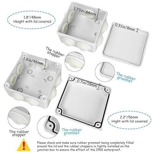 4 Stück Anschlussdose Wasserdicht IP65, Verteilerdose Aufputz, Verteilerdose Außen Wasserdicht, Abzweigkasten Aufputz, Verteilerkasten Außen, Außen Kunststoff Steckerverschraubung Elektrische Box - Cheap-Us