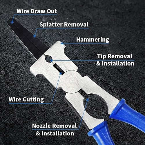 SPEEDWOX MIG-Schweißzange, 20,3 cm, 6-in-1, multifunktionales Werkzeug zum Schaben von Spritzern, Greifen, Zeichnen, Drahtdüsenspitze, Entfernung, Installation, rutschfeste Komfortgriffe - Cheap-Us