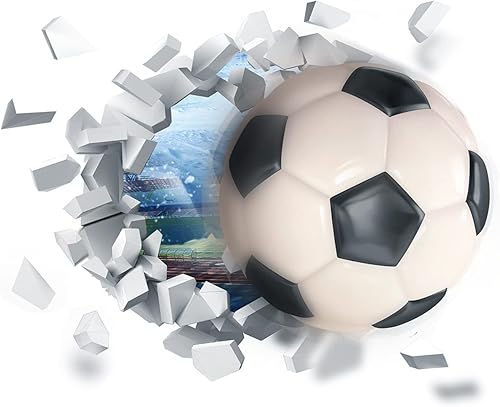YunBey 3D Wandtattoo Fussball Breakthrough Fussball Wand Sticker Abnehmbaren Wandaufkleber für Kinderzimmer Jungen Fußball Deko für Jugendzimmer Wohnzimmer - Cheap-Us
