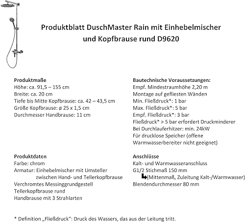 Duschsystem Regendusche mit Einhebelmischer und Kopfbrause eckig chrom von Schulte - Cheap-Us