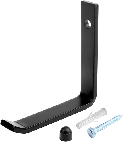 TSSS 4 Stück Hochleistungs Stahl J Schwarze Haken Wandhalterung Hanger, 105 x 103 mm Massiver Garagenhaken zum Aufhängen, Dicke 6 mm, Max. Belastung 60KG - Cheap-Us