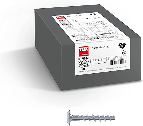 TOX Schraubanker Sumo Max 1 IM 6x35 mm, mit Innengewinde M8/M10, Stahl verzinkt, bauaufsichtlich zugelassen für die Mehrfachbefestigung von nicht tragenden Bauteilen, 50 Stück, 041101701 - Cheap-Us