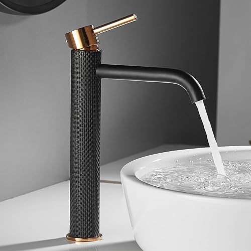 TIMACO Mischbatterie Bad Wasserhahn Badarmatur Waschtischarmatur Waschbeckenarmatur Waschbecken Badezimmer,Schwarz und Gold - Cheap-Us