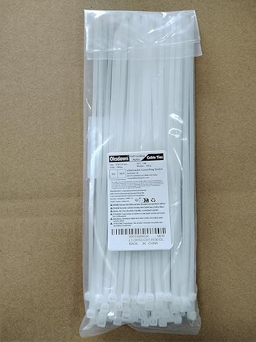 Oksdown 100 Stück 250mm × 3,6mm Weiß Kabelbinder mit 18 kg Zugfestigkeit UV-Beständig Nylon Kunststoff Selbstsichernder Multifunktionaler Cable Zip Ties - Cheap-Us