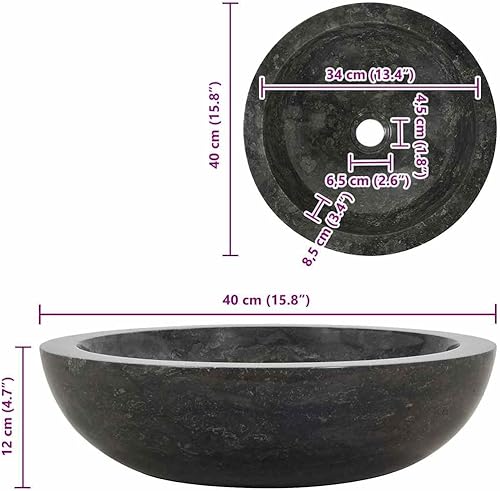 vidaXL Waschbecken Aufsatzwaschbecken Waschtisch Waschplatz Handwaschbecken Waschschale Aufsatzbecken Becken Badezimmer 40x12cm Marmor Naturstein - Cheap-Us