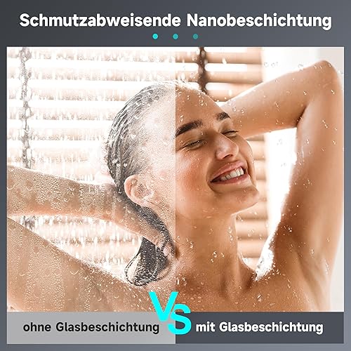 1200x2000mm Walk in Duschwand teilsatiniert Duschabtrennung 8mm ESG Nano Glas - Cheap-Us