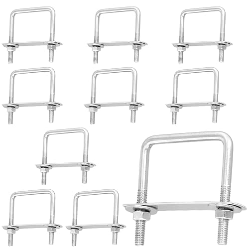 FUNSUEI 10 Stück U Schrauben M8 Edelstahl, 65 x 80 mm, U Bolzen Bügelschraube mit Muttern und Rahmenplatte, U Bolzen Bügel mit Gewinde für Rohr Befestigung, Auto Abschleppen - Cheap-Us