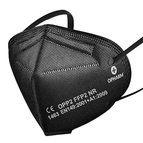 50x FFP2 Schutz Maske Mundschutz Atemschutzmaske Zertifiziert - Atmungsaktives Falten mit Nasenklemme CE1463 EN149:2001+A1:2009 Schwarz/Black - Cheap-Us