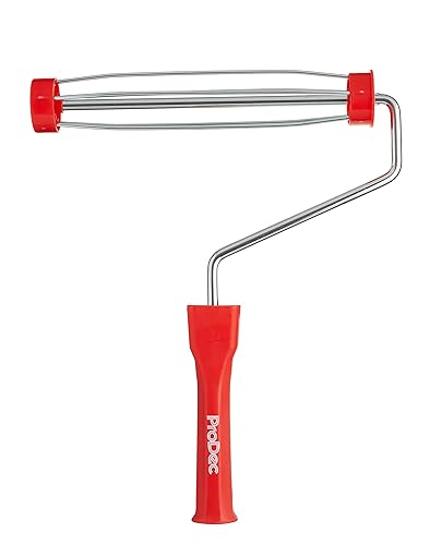 ProDec 225 mm x 38 mm Kunststoffgriff in Handwerksqualität, professioneller Farbrollenrahmen mit rutschfestem 5-Draht-Käfig und schraubbarem Griff für Verlängerungsstange - Cheap-Us