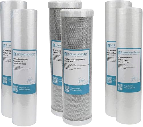 Trinkwasserladen 1 Jahr Filter Set 10' 6-teilig Ersatzfilter Umkehrosmose RO Sediment Aktivkohle - Cheap-Us