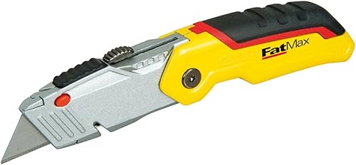 Stanley FatMax Klappmesser 0-10-825 (mit einziehbarer Klinge, ergonomisches Design, werkzeugloser Klingenwechsel, mit Bandschneider, Gürtelclip & 3 Trapezklingen) - Cheap-Us