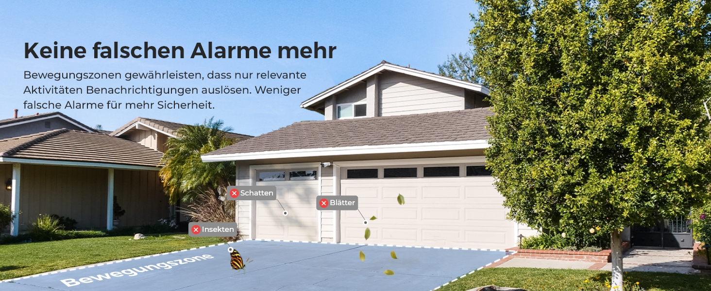 Bewegungszonen gewährleisten, dass nur relevante Aktivitäten Benachrichtigungen auslösen.