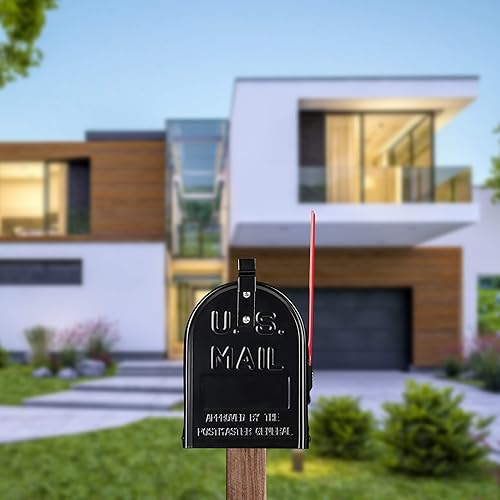 Relaxdays US Mailbox, Vintage, Fahne rot, originelle Zeitungsbox, Zeitungsrolle, Post box, Stahl, Zeitungsfach, schwarz, 1 Stück - Cheap-Us